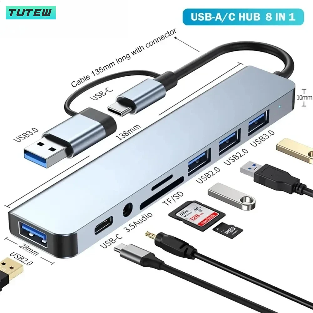 Laptop Accessories Hub - 8 en 1 USB C Hub
