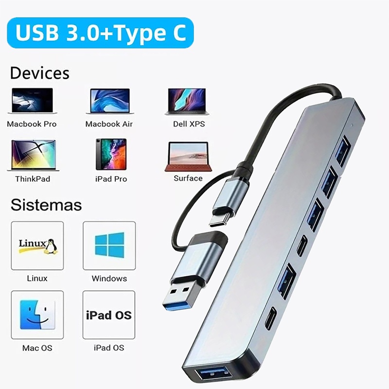 Laptop Accessories Hub - Hub USB3.0 2 en 1, extensor
