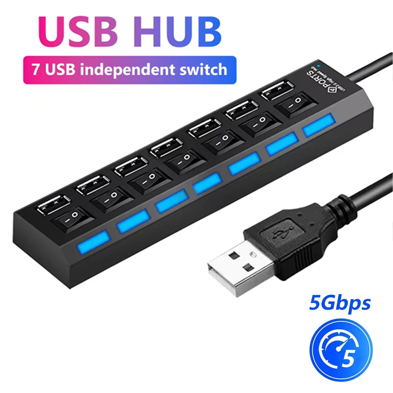 Laptop Accessories Hub - Divisor Hub USB 2,0 de 7
